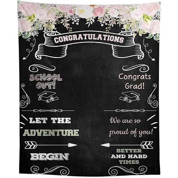 Allenjoy 5X7Ft Graduation Backdrop Congrats of Class Grad Floral Backgraund - Picture 2 of 7